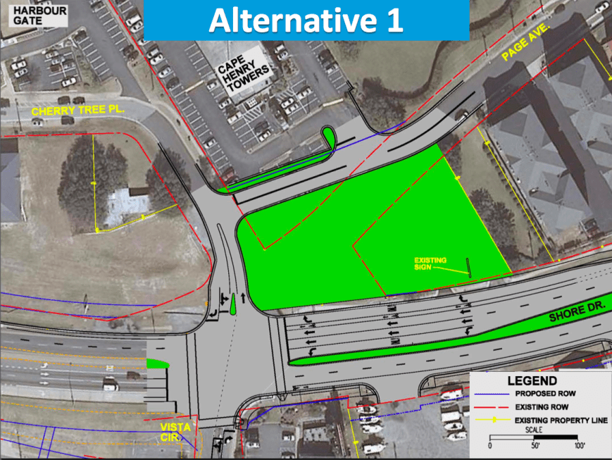 Alternative 1 for proposed realignment of intersection.