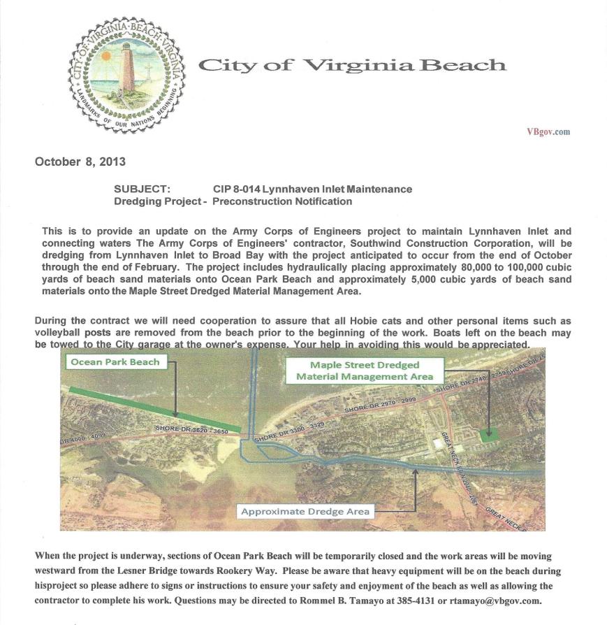 2013 Dredging Project Letter