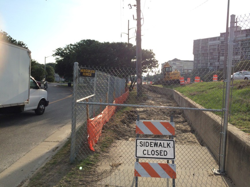 Sidewalk at beloved Lynnhaven Boat Ramp & Beach Facility is now closed. PLEASE keep in mind IF you choose to park there to go to beach it will be challenging to say the least