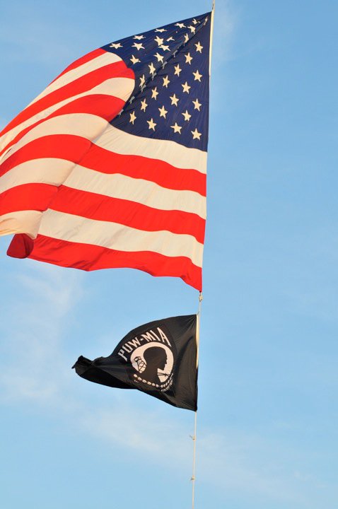 American Flag with POW Flag