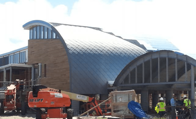 Zinc roof tiles being installed at CBF’s Brock Environmental Center, thanks to Raise the Roof supporters!