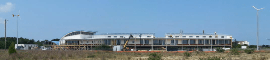 Southern view of CBF’s Brock Environmental Center at Pleasure House Point, currently under construction.