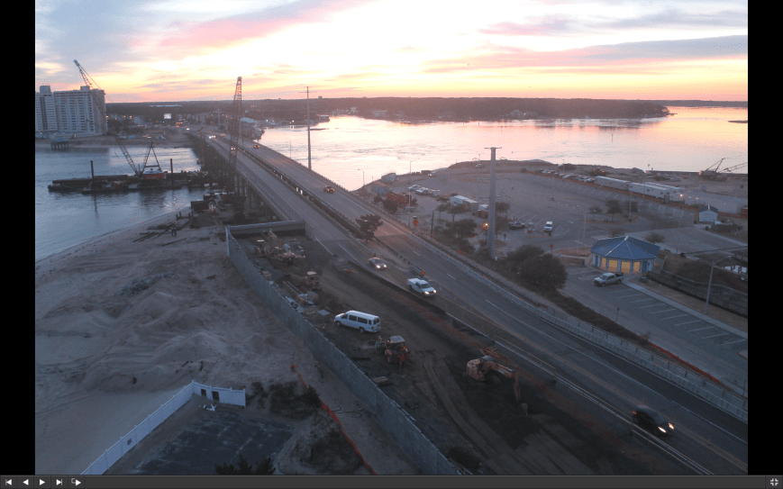 Screen shot of bridge construction cam at 7am this morning.