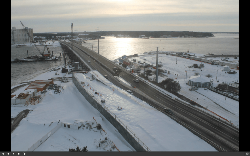 Screen grab of construction cam shot taken on Feb 18th 2015 8am. Note: It was not spring.