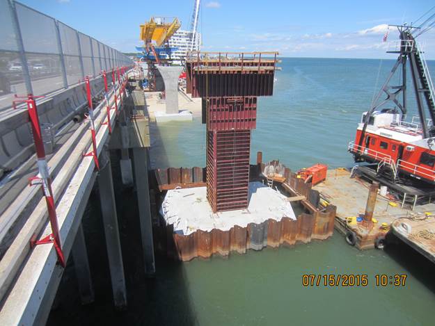 Completed Bridge Column and Footing at Pier 3 (formwork to be removed at a later date)