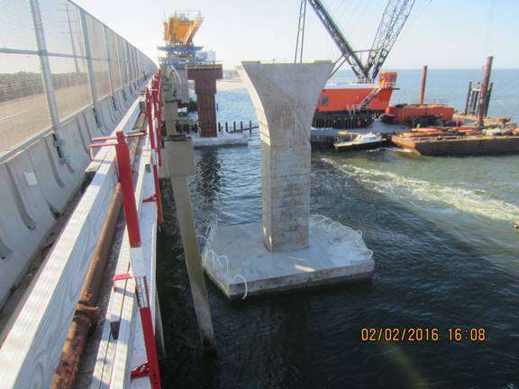 Completed Column and Footing for Piers 4 (background), 5 (formwork still attached), and 6 (foreground)