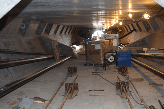 Internal Tendon Anchorages (top corner areas) inside Span4 of the new Westbound Lesner Bridge
