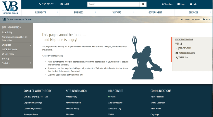 A screenshot of a 404 Error Message.