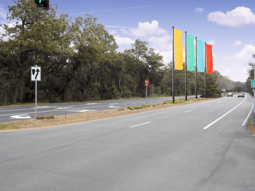 Rendering of Flag Poles with Flags courtesy of COVB