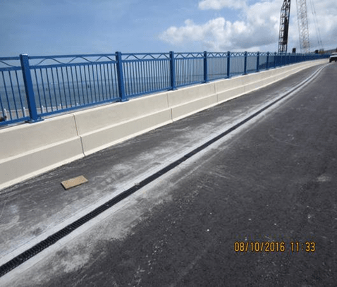 Completed Handrail on top of parapet wall of new westbound Lesner Bridge